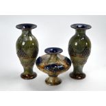 Three Art Nouveau Royal Doulton stoneware vases