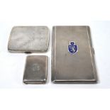 Naval interest: silver cigarette case, with another cigarettes case and matchbook cover