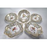 Early Victorian china floral-painted fruit service,