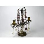 A pair of vintage brass twin arm table candelabra, 30 cm h (2)