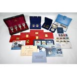 Silver and other commemorative medallions, stamps, etc.