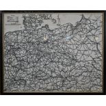 A World War II Air Ministry printed silk escape map of Germany
