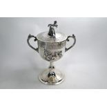 Large Victorian silver trophy cup