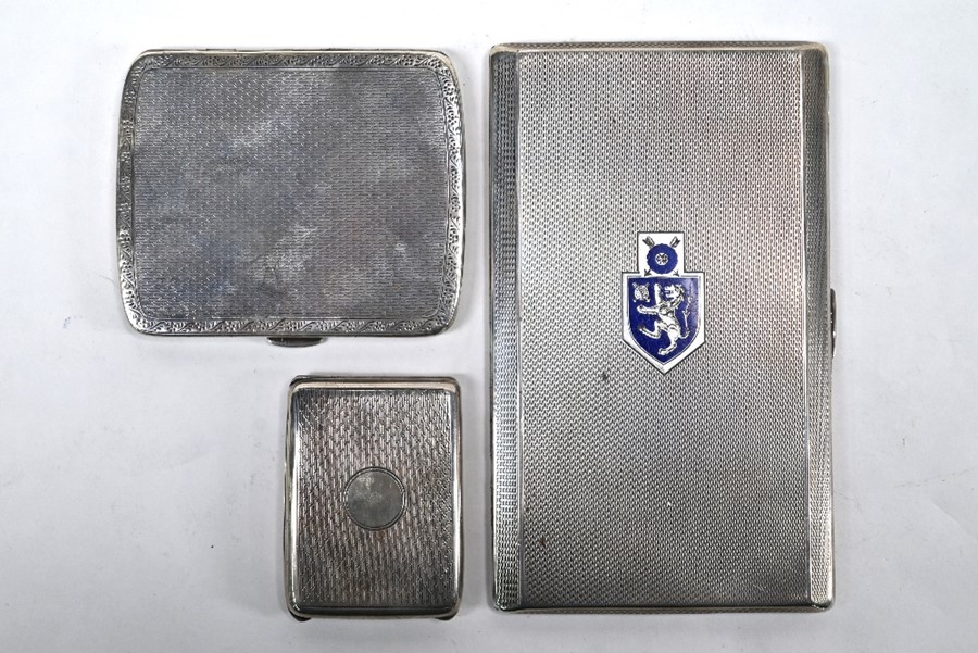 Naval interest: silver cigarette case, with another cigarettes case and matchbook cover - Image 2 of 6