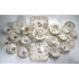 Early Victorian floral-painted china part tea service