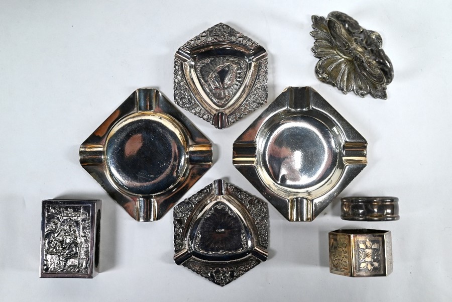 Silver ashtrays and various white metal, plate, etc. - Image 2 of 4