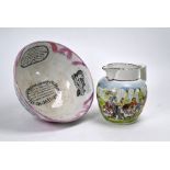 Sunderland lustre bowl and 'Peace' jug