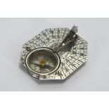 French silver Butterfield pocket sundial, circa 1700