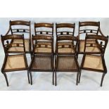 A set of eight Regency brass inlaid rosewood cane seat dining chairs (8)