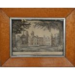 A Georgian hairwork and silk embroidered picture of Nocton Hall (Lincoln)