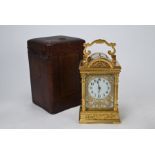 A good lacquered brass hour repeat carriage clock