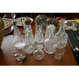 Mixed box of glass decanters etc