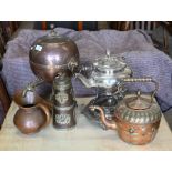 A 19th century copper and brass samovar etc