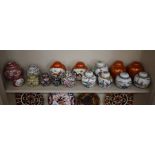 A selection of sixteen Oriental porcelain ginger jars and covers