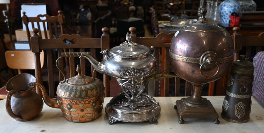 A 19th century copper and brass samovar etc - Image 2 of 2