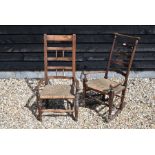 Two antique oak chairs