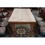 An old pine farmhouse kitchen dining table