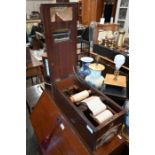 A vintage stained wood and brass shop-till