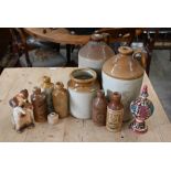 Five antique stoneware ginger beer bottles