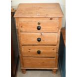 An antique waxed pine tall boy chest