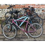 Five various mountain bikes