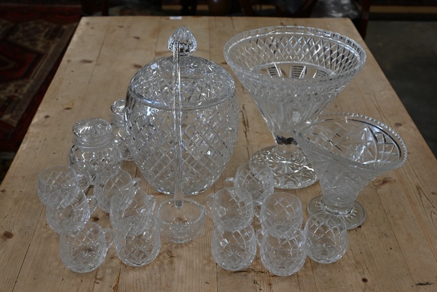 Two boxes of glass including ruby glass fruit bowl