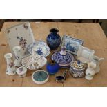 A silver salt and pepperette to/w various ceramics including Belleek