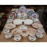 Four Victorian Doulton Burslem scalloped dishes and other china