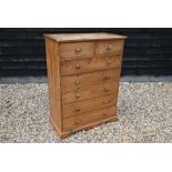 A stained pine tall boy chest