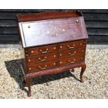 Indian rosewood and brass inlaid fall front bureau