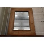Rectangular wall mirror in stained wood rustic frame