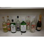 Various bottles of gin and vodka
