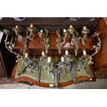 Box assorted brass twin arm wall sconces comprising a set of four and three pairs