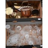 A quantity of cut and other drinking glasses etc