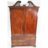 A Sheraton Revival mahogany and cross-banded cupboard