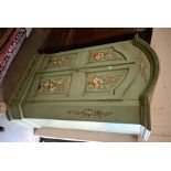 A Continental green painted armoire with panelled doors