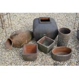 Six various weathered terracotta planters (6)