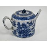 An 18th century Chinese blue and white pagoda landscape teapot, Qianlong period, Qing dynasty