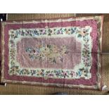 A traditional Aubusson wool needlepoint rug, 182 x 122 cm