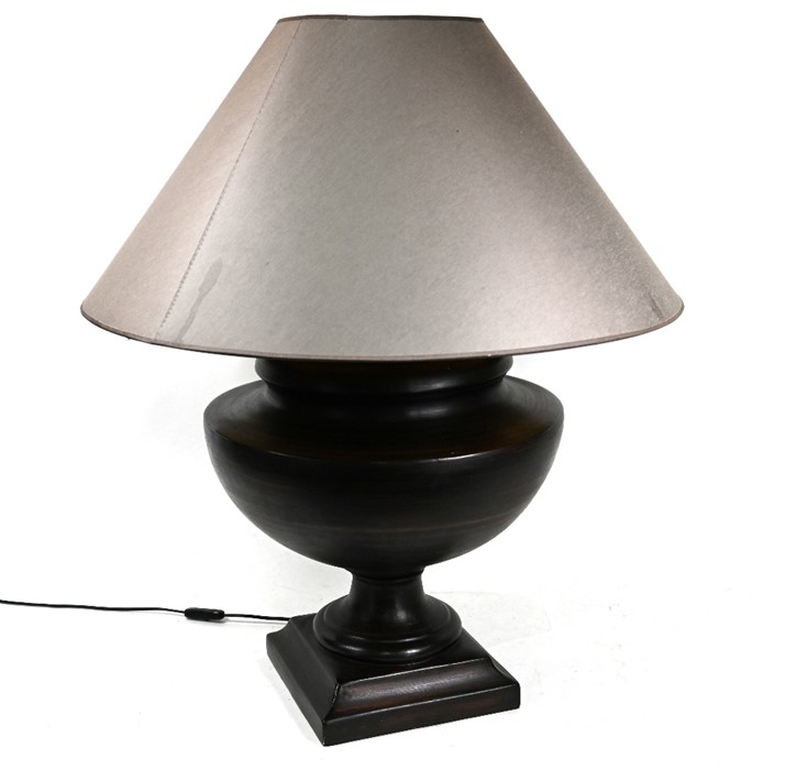 A large dark bronzed finish ceramic table lamp and shade