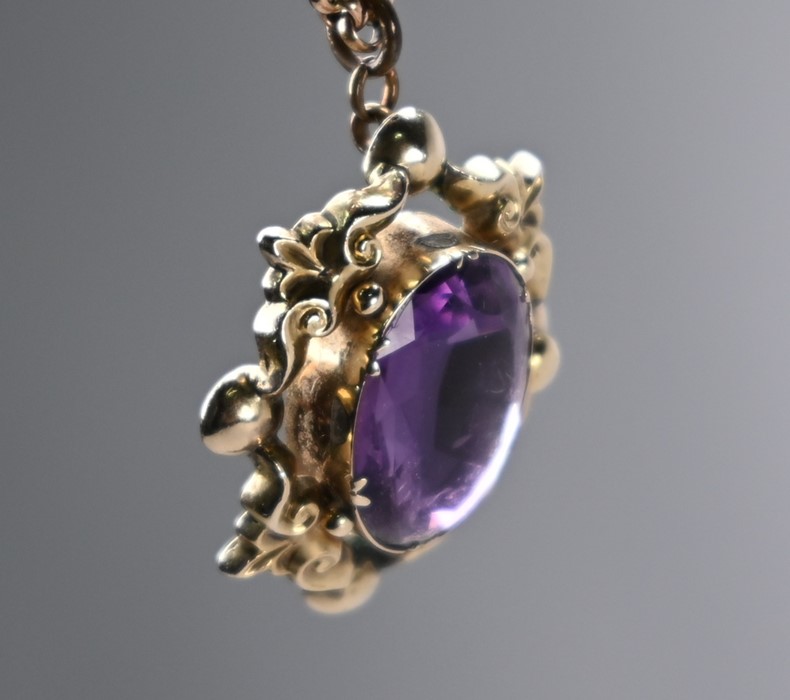 A Victorian amethyst-set pendant and diamond set stick pin - Image 3 of 4