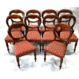 A set of ten mahogany framed Victorian style dining chairs