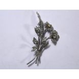 9ct white gold diamond set spray brooch