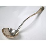 Rat-tail silver soup ladle