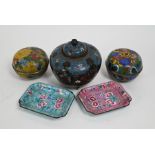 A group of five Chinese cloisonne and enamel items