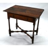 An 18th century oak side table with one long frieze drawer