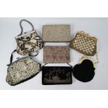Seven vintage clutch handbags