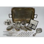 Silver brush set and various plated items