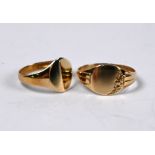 Two 9ct yellow gold signet rings