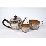 Victorian silver three-piece bachelor tea service